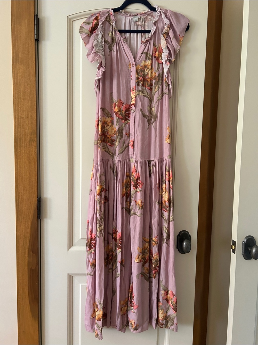Sundance Lavender Floral Maxi Dress with Ruffle Sleeves